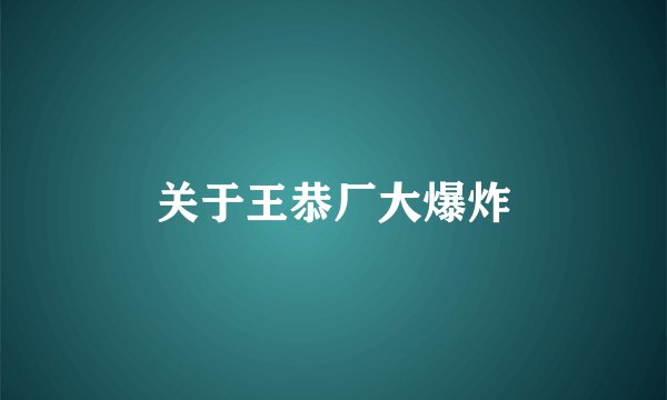 关于王恭厂大爆炸