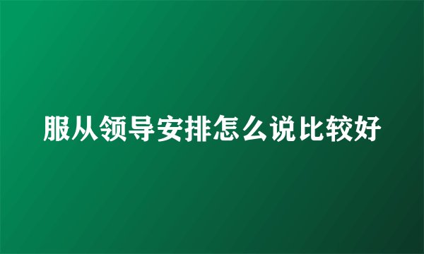 服从领导安排怎么说比较好