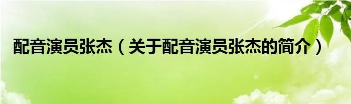 配音演员张杰（关于配音演员张杰的简介）