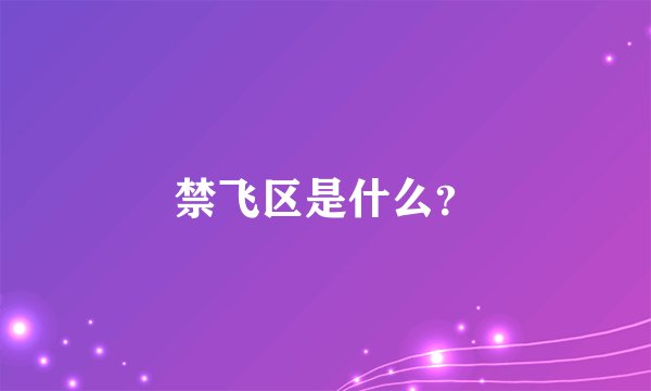 禁飞区是什么？