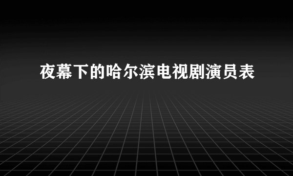 夜幕下的哈尔滨电视剧演员表