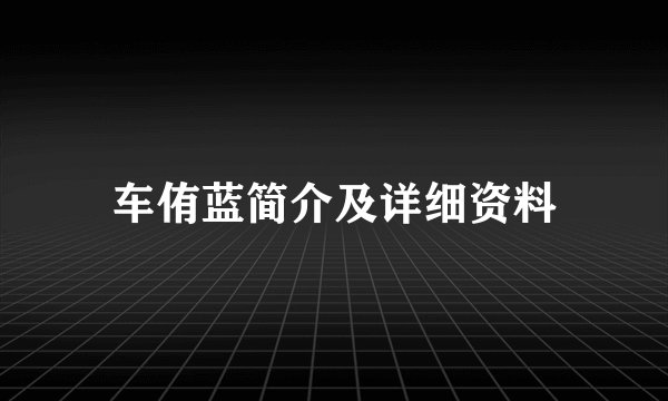 车侑蓝简介及详细资料