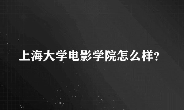 上海大学电影学院怎么样？