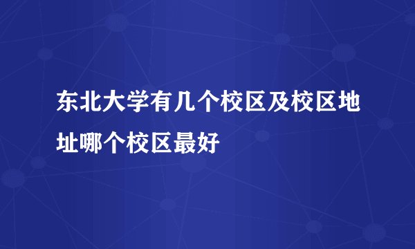 东北大学有几个校区及校区地址哪个校区最好