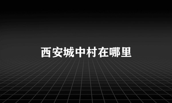 西安城中村在哪里