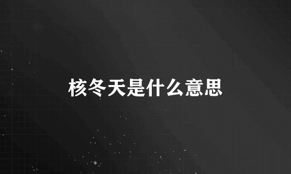 核冬天是什么意思