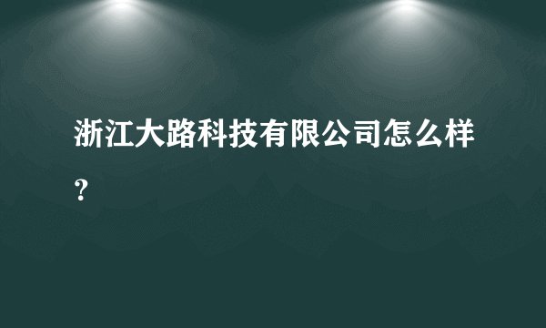 浙江大路科技有限公司怎么样？