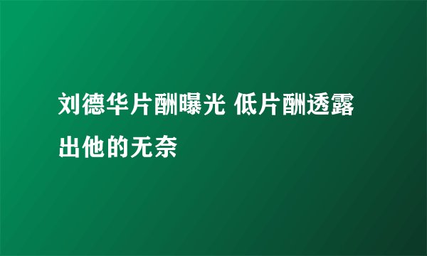 刘德华片酬曝光 低片酬透露出他的无奈