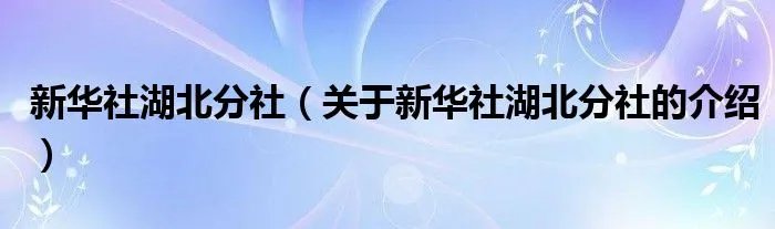 新华社湖北分社（关于新华社湖北分社的介绍）