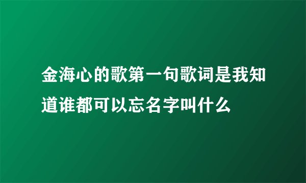 金海心的歌第一句歌词是我知道谁都可以忘名字叫什么