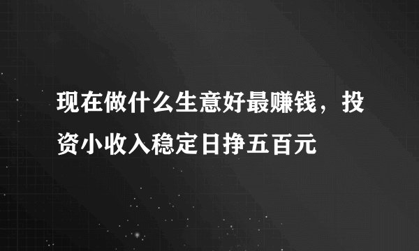 现在做什么生意好最赚钱，投资小收入稳定日挣五百元