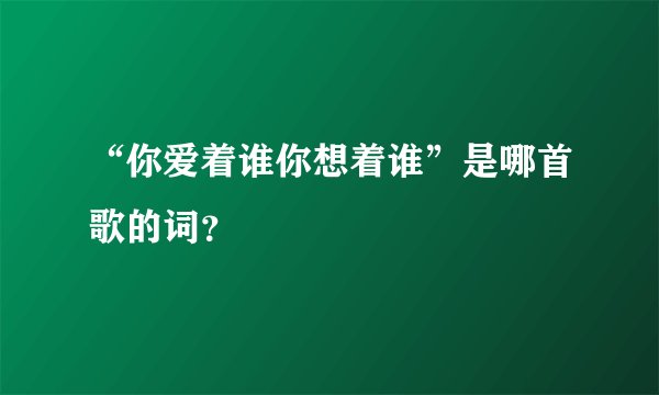 “你爱着谁你想着谁”是哪首歌的词？