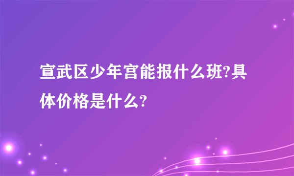 宣武区少年宫能报什么班?具体价格是什么?