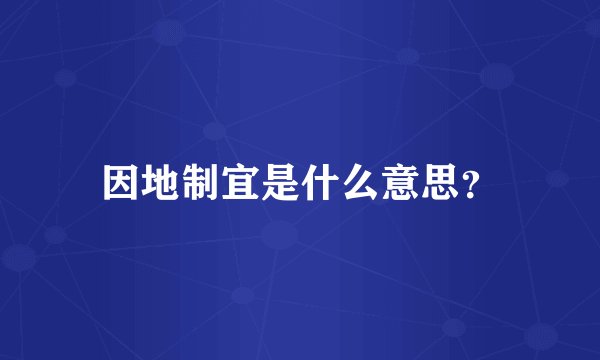 因地制宜是什么意思？