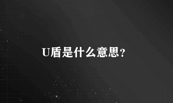 U盾是什么意思？