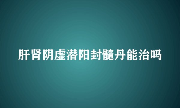 肝肾阴虚潜阳封髓丹能治吗