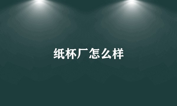 纸杯厂怎么样