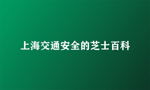 上海交通安全的芝士百科