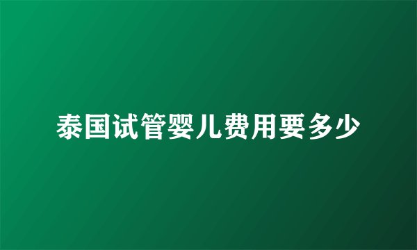泰国试管婴儿费用要多少