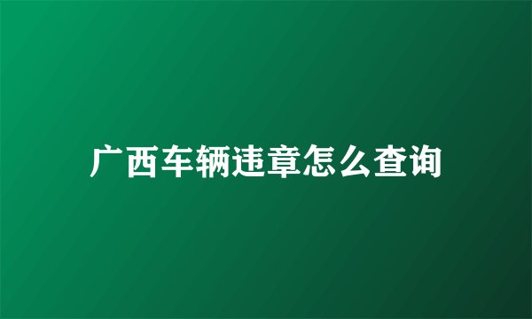 广西车辆违章怎么查询