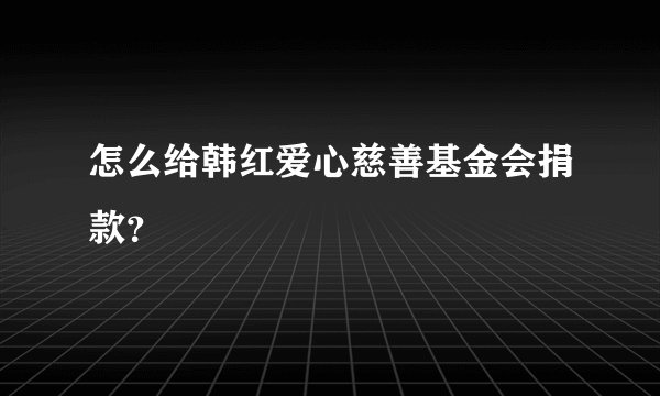 怎么给韩红爱心慈善基金会捐款？