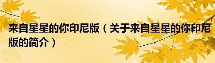 来自星星的你印尼版（关于来自星星的你印尼版的简介）