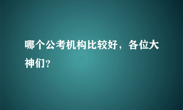 哪个公考机构比较好，各位大神们？