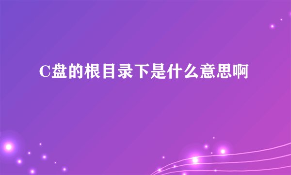 C盘的根目录下是什么意思啊