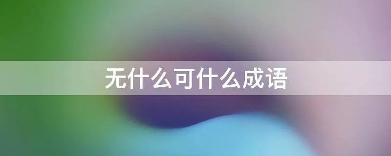 无什么可什么成语