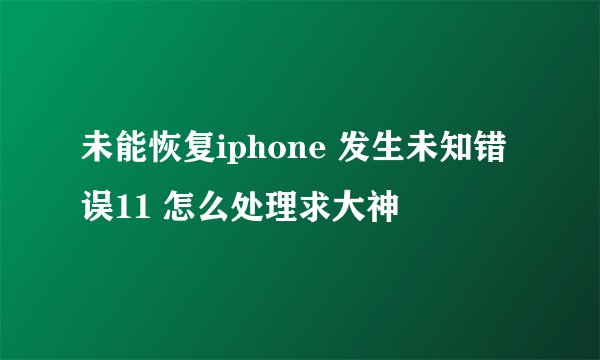 未能恢复iphone 发生未知错误11 怎么处理求大神