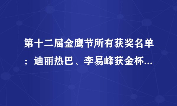 第十二届金鹰节所有获奖名单:迪丽热巴、李易峰获金杯水晶杯双奖