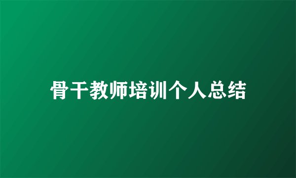 骨干教师培训个人总结