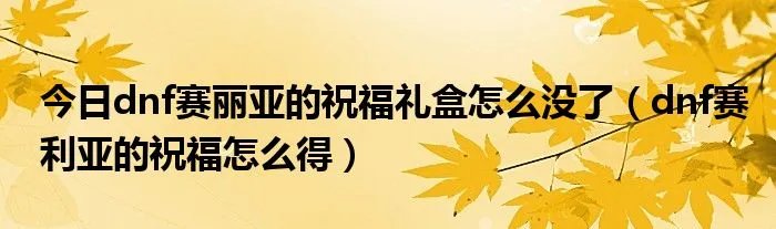 今日dnf赛丽亚的祝福礼盒怎么没了（dnf赛利亚的祝福怎么得）