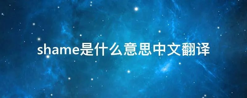 shame是什么意思中文翻译