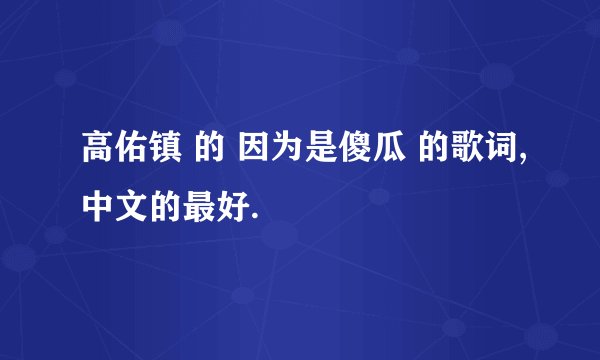 高佑镇 的 因为是傻瓜 的歌词,中文的最好.