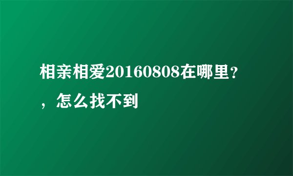 相亲相爱20160808在哪里？，怎么找不到