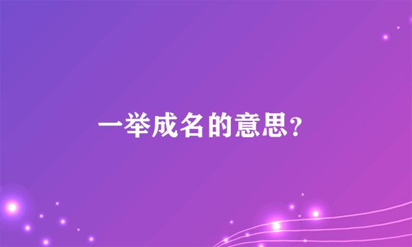 一举成名的意思?