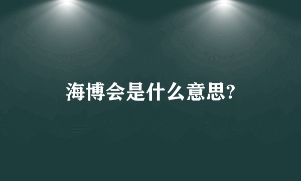 海博会是什么意思?