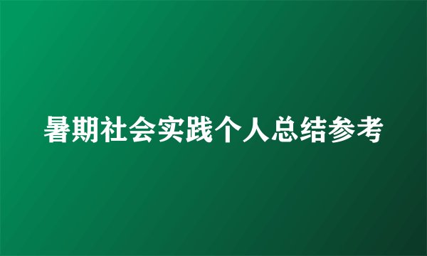 暑期社会实践个人总结参考
