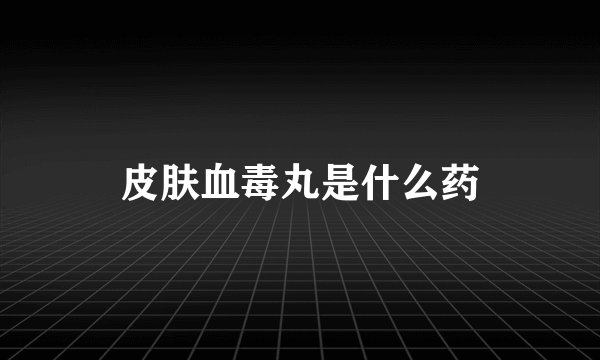 皮肤血毒丸是什么药
