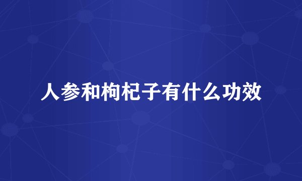 人参和枸杞子有什么功效