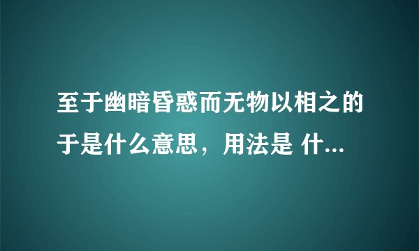 至于幽暗昏惑而无物以相之的于是什么意思,用法是 什么 啊?