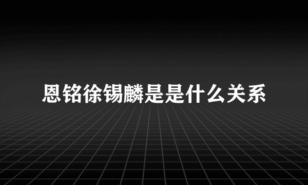 恩铭徐锡麟是是什么关系