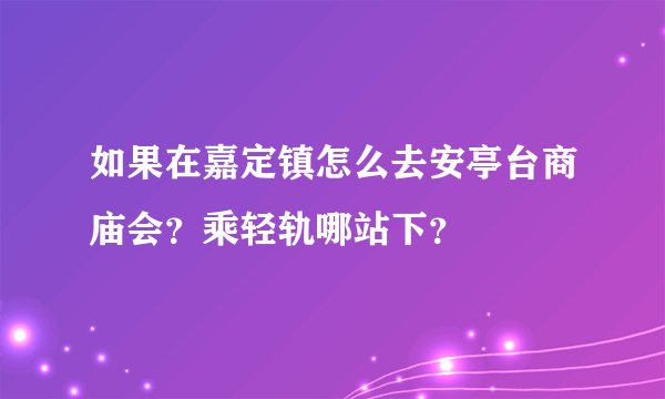 如果在嘉定镇怎么去安亭台商庙会？乘轻轨哪站下？