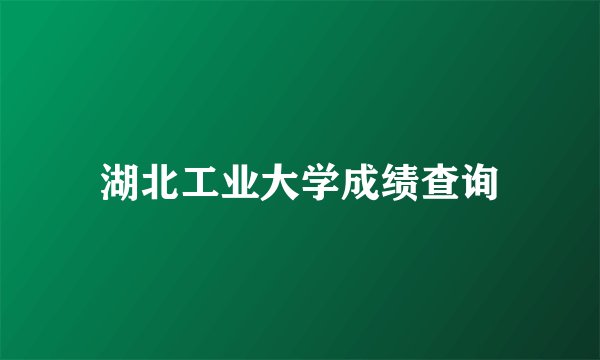 湖北工业大学成绩查询