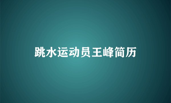 跳水运动员王峰简历