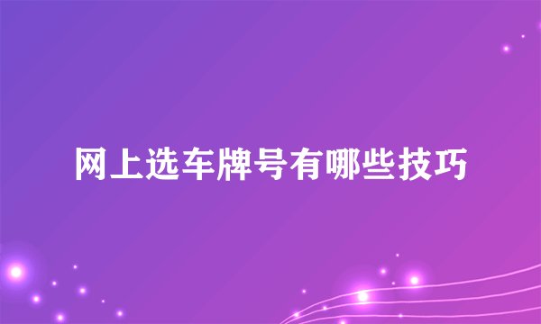 网上选车牌号有哪些技巧