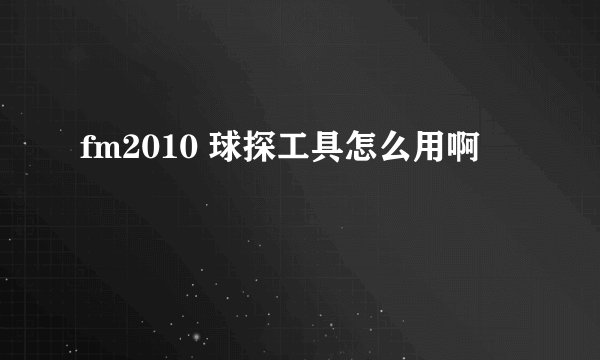 fm2010 球探工具怎么用啊