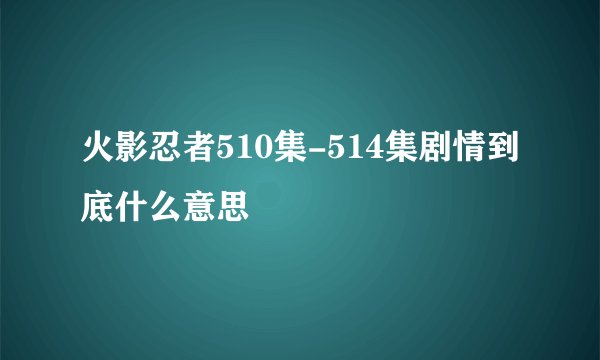 火影忍者510集-514集剧情到底什么意思