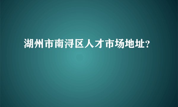 湖州市南浔区人才市场地址？